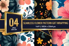 Seamless Flower Pattern Gift Wrapping Digital Paper | Floral Product Image 1
