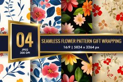 Seamless Flower Pattern Gift Wrapping Digital Paper | Floral Product Image 1