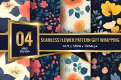 Seamless Flower Pattern Gift Wrapping Digital Paper | Floral Product Image 1