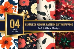 Seamless Flower Pattern Gift Wrapping Digital Paper | Floral Product Image 1