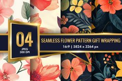 Seamless Flower Pattern Gift Wrapping Digital Paper | Floral Product Image 1