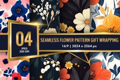 Seamless Flower Pattern Gift Wrapping Digital Paper | Floral Product Image 1