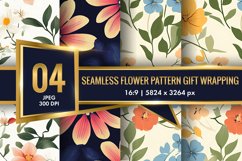 Seamless Flower Pattern Gift Wrapping Digital Paper | Floral Product Image 1