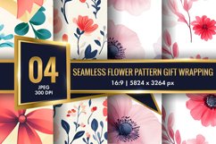 Seamless Flower Pattern Gift Wrapping Digital Paper | Floral Product Image 1