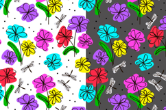Seamless pattern Flowers dragonfly backdrop SVG Background Product Image 2