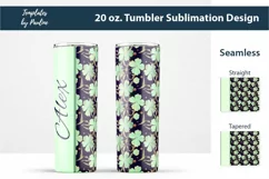 Seamless Green Leaf Sublimation Wraps for 20 oz Skinny Tumbler with text