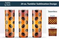 Seamless Halloween Pumpkin Sublimation Wrap for 20 oz skinny tumbler