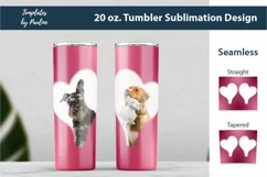 Seamless Hearts Sublimation Photo Wrap for 20 oz skinny tumbler