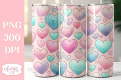Seamless hearts tumbler wrap PNG sublimation Valentine's day Product Image 1