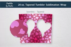 Seamless Magenta Heart Photo Tumbler Wrap for Sublimation