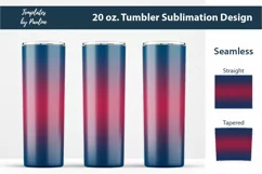 Seamless Navy Pink Ombre Sublimation Wraps for 20 oz Skinny Tumbler