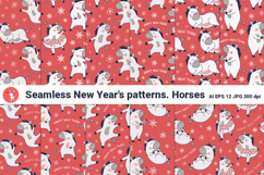 Seamless New Year&#039;s patterns. Horses Product Image 1
