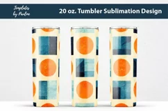 Seamless Orange Blue Geometrical Retro Sublimation design for 20 oz Skinny Tumbler
