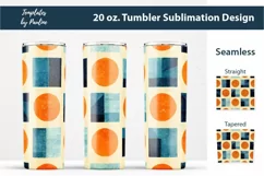 Seamless Orange Blue Geometrical Retro Sublimation Wrap for 20 oz Skinny Tumbler