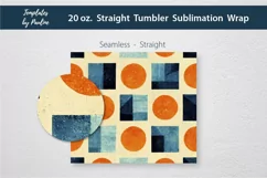 Seamless Orange Blue Geometrical Retro Sublimation Wrap for straight 20 oz Skinny Tumbler