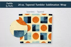 Seamless Orange Blue Geometrical Retro Sublimation Wrap for tapered 20 oz Skinny Tumbler