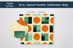 Seamless Orange Green Retro Sublimation Wrap for tapered 20 oz skinny Tumbler