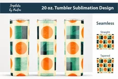 Seamless Orange Green Retro Sublimation Wrap for 20 oz skinny Tumbler