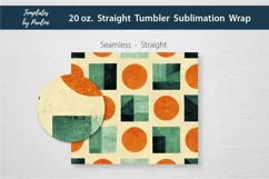 Seamless Orange Green Retro Sublimation Wrap for straight 20 oz skinny Tumbler
