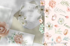 Spring Blossom Watercolor Peachy and Mint Flower Clipart Product Image 8