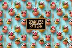 Hanging Summer Floral Baskets Seamless Patterns Product Image 3