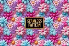 Pastel 3D Inflated Flowers Seamless Patterns Product Image 2