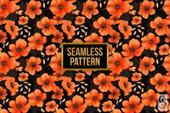 Orange &amp; Black Flowers Pattern Digital Papers Product Image 3