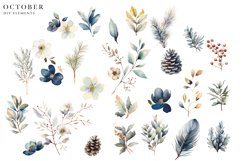 Fall Botanical Elements Clipart Watercolor Product Image 2