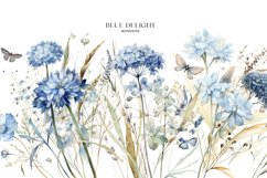 Dusty Blue Floral Clipart Watercolor Set Product Image 2