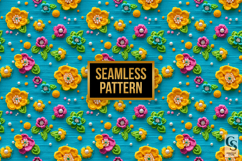 Turquoise Neon Crochet Flowers Digital Paper Product Image 3