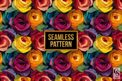 Painted Mixed Media Roses Seamless Pattern Product Image 3