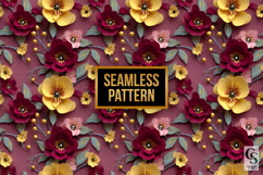 Paper Art Flowers Seamless Patterns Product Image 3
