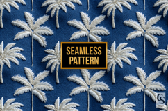 Palm Tree Embroidery on Blue Denim Seamless Patterns Product Image 4
