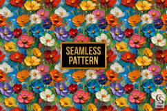 Colorful Impasto Painted Flowers Digital Paper Product Image 4
