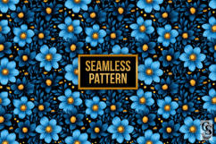 Dark Blue Flowers Seamless Patterns Product Image 4