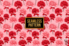 Red Coquette &amp; Floral Seamless Pattern Included 12 Digital P Product Image 4