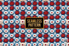 Red Blue Square Crochet Flowers Digital Papers Product Image 4