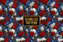 Patriotic Red Blue Flowers Seamless Pattern Product Image 3