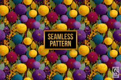 Colorful Pom Pom Flowers Digital Paper Product Image 3