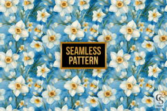 Watercolor Baby Daffodil Flowers Seamless Pattern Product Image 4