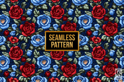 Red and Blue Rose Embroidery Seamless Patterns Product Image 4