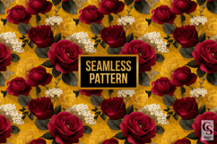 Red and Gold Roses Digital Paper Product Image 4
