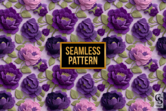 Purple Flowers Embroidery Digital Paper Product Image 4