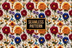 3D Beaded Crochet Flowers Seamless Patterns Product Image 4