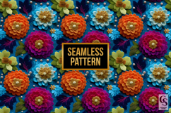 3D Colorful Beaded Felt Flowers Digital Paper Product Image 2