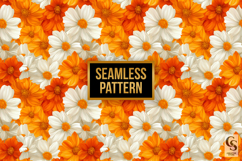 Orange &amp; White Floral Seamless Patterns Product Image 4