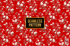 Cute Red Japanese Flowers Digital Papers Product Image 4