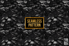 3D Black Embossed Flowers Seamless Pattern Product Image 4