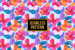 Bright Summer Hibiscus Flowers Seamless Patterns Product Image 4