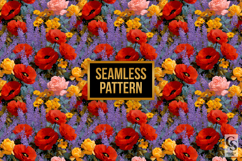 Painterly Poppy and Lavender Flowers Patterns Product Image 3